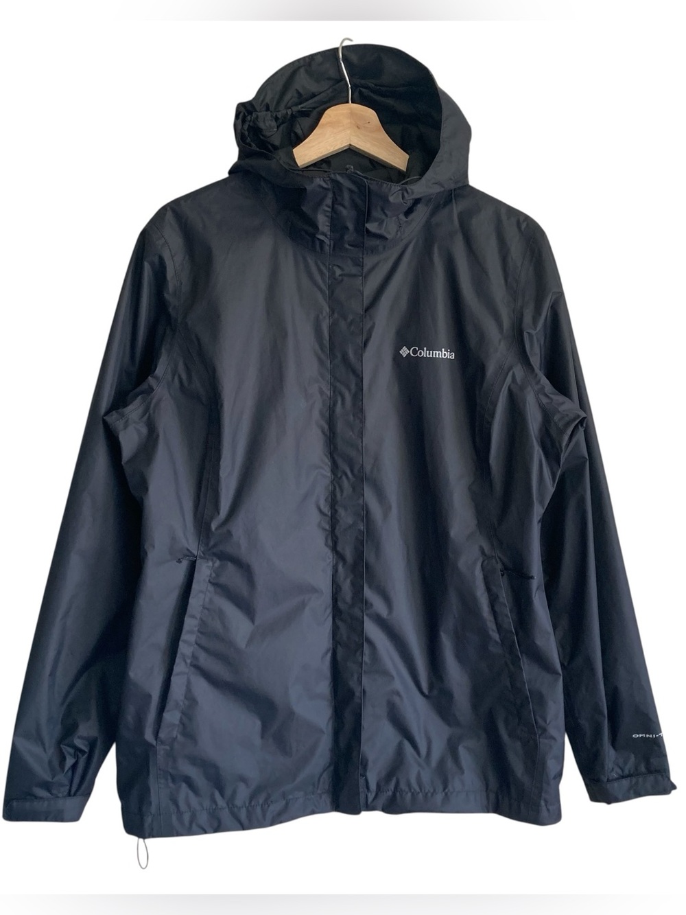 Columbia Women's Arcadia II Black Hooded Packable Rain Jacket NWOT